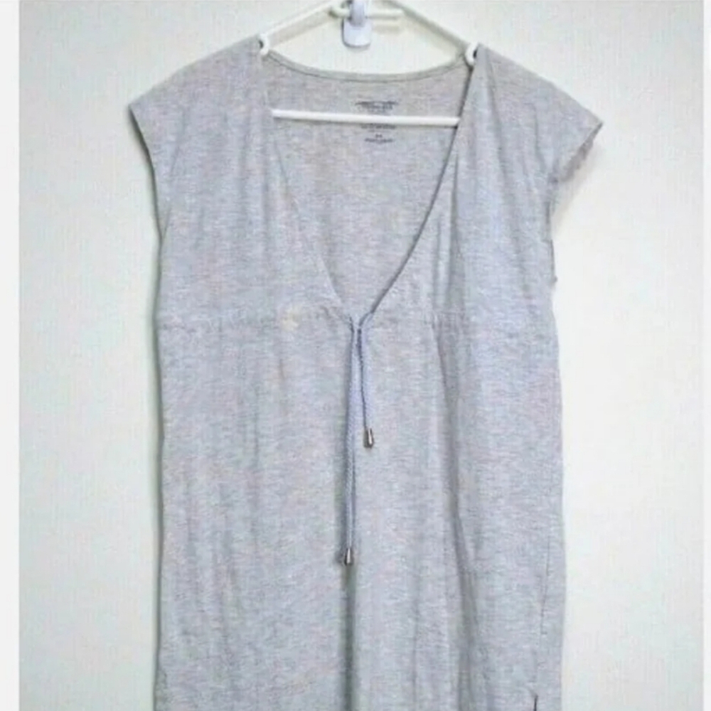 YOUNG USA CAP SLEEVE BEACH COVER UP SZ. LG. HEATHER GREY EUC